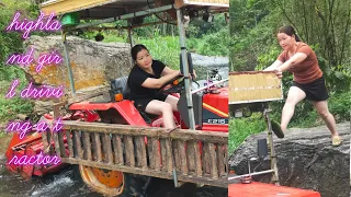 Female tractor driver harvesting and planting cassava @QuangMinhToan