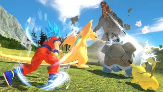 Son Goku & Pokémons vs. Godzilla & kaijus! - Animal Revolt Battle Simulator