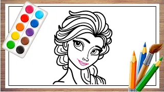 How to Draw Elsa | Elsa from frozen Drawing | Elsa drawing and colouring for kids