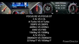 FORD FOCUS ST 2.3 ECOBOOST 280PS VS FORD FOCUS RS 350PS  ACCELERATION 0-200KM/H