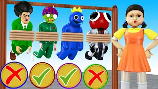 Squid Game (오징어 게임) vs Scary Stranger 3d Rainbow Friends Blue Jump challenge game candy shape