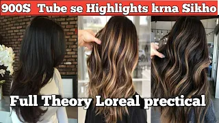 Hair color theory#loreal/mejrial 900s number tube se highlights krne ka shi tarika.