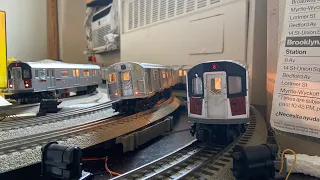 MTH Subway: MTA 4-Car GOH R32 (D) Train, 5-Car R142A (4) and 5-Car R142A (6) Train Subway Action