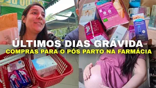 VLOG: ÚLTIMOS DIAS GRÁVIDA🤰🏻 COMPRINHAS DE FARMÁCIA PARA O PÓS PARTO!