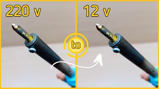 Adjusting the soldering iron 220v AC to work with 12v DC