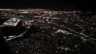 Ночной Нью-Йорк из окна самолета. Рейс из JFK в Москву. Night New York. View from airplane window