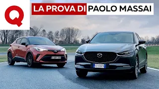 Mazda CX-30 Skyactiv-X vsToyota C-HR 2.0 Hybrid: la prova di Paolo Massai