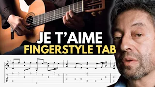 (Free PDF) Je T'aime Fingerstyle Tab - Serge Gainsbourg and Jane Birkin