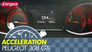 Acceleration 0-254 km/h : Peugeot 308 GTi 270 hits rev limiter in 6th gear !