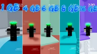 Tower of Hell 1gb ram vs 4gb ram vs 6gb ram vs 8gb ram vs 16gb ram | Fps Comparison | ROBLOX