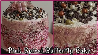 How to make a Butterfly Cake | Pink Spiral Butterfly Cake | Mao Cooking Kitchen