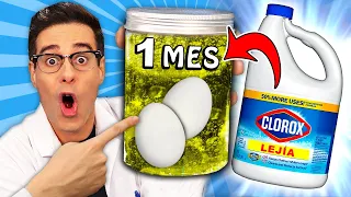 Dejando COMIDA 1 MES EN CLORO O LEJÍA | Experimentos Curiosidades con Mike