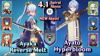 NEW SPIRAL ABYSS 4.1! C0 Ayaka Melt & C0 Ayato Hyperbloom | Floor 12 - 9 Stars | Genshin Impact 4.1