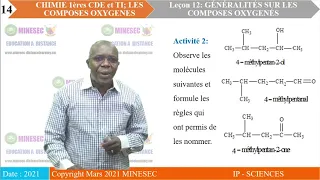 IP-SC CHIMIE 1ère CDE TI Leçon 12: Généralités sur les composés oxygénés