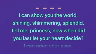 A Whole New World Karaoke - Aladdin and Jasmine (Disney)