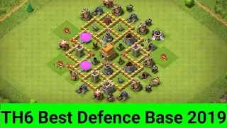 Town Hall 6 Best Defense Base 2019 । TH6 Hybrid Base for Clash of Clans । th6 new base in coc