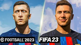 FIFA 23 vs eFootball 2023 Player Faces Comparison  (Benzema, Lewandowski, De Bruyne, Mane, etc.)