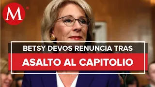Abandonan a Trump: Betsy DeVos, secretaria de Educación en EU, renuncia a su cargo