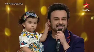 Adnan Sami her daughter and wife voice of India stage 💕💘.