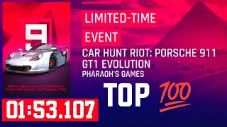 Asphalt 9| Car Hunt Riot Porsche 911 GT1 EVO. Top 100 On Pharaoh's Games [01:53.107]