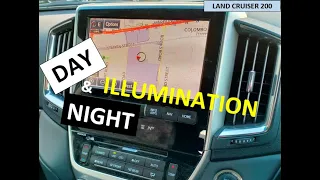 Configuring Day/Night illumination on Toyota Land Cruiser 200 Satellite Navigation System.
