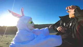 Attacked By The Easter Bunny! - Scary Clown Attacks During Easter Egg Hunt at the Beach!