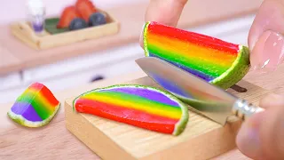 Rainbow Jello 🍋🌈 Fresh Miniature Rainbow Fruits Jelly in the Lemon Peel | Tasty Mini Cakes Baking