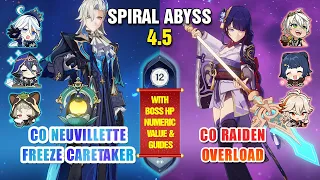 C0 Neuvillette Freeze ft. Sayu x C0 Raiden Overload ft. Kazuha | Spiral Abyss 4.5 | Floor 12 9 Stars