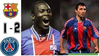 PSG 2-1 Barca (G.Weah, Rai x Hagi, Stoichkov) ● UCL 1994/1995 2nd Leg Extended Goals &  Highlights