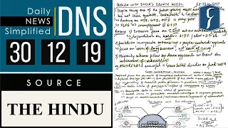 Daily News Simplified 30-12-19 (The Hindu Newspaper - Current Affairs - Analysis for UPSC/IAS Exam)