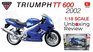Unboxing Triumph TT 600 2002 Model 1:18 scale Diecast Motorcycle by Welly - Dnation