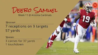 Deebo Samuel WR San Francisco 49ers | Every play | 2022 | Week 11 @ Arizona Cardinals