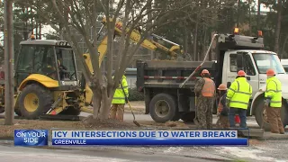 2 water main breaks in Greenville could cause icy roads