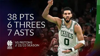 Jayson Tatum 38 pts 6 threes 7 asts vs Pistons 22/23 season