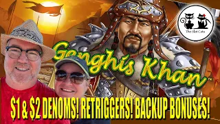 CRAZY RUN ON DRAGON LINK GENGHIS KHAN SLOT MACHINE! BONUSES ON DIMES, $1 AND $2 DENOMINATIONS!!