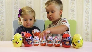 ★ Распаковка Киндер Сюрприз и Яйца Спайдермен и Спанч Боб Kinder Surprise Spongebob Spiderman