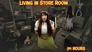 Living In STORE ROOM For 24 HOURS CHALLENGE | OMG! *GHOST HOUSE* 🏡 | Mahjabeen Ali