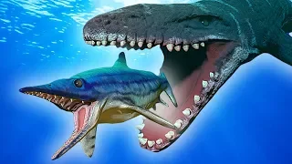 BATALHA ÉPICA DO ICHTHYOSAURUS vs MOSASAURUS | Feed and Grow: Fish