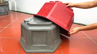 Smart Idea - Creating Beautiful Cement Flower Pots From Plastic Molds