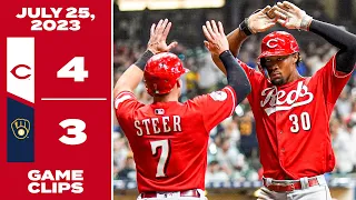 Game Clips 7-25-23 Reds beat Brewers 4-3