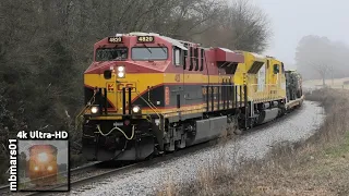 [7w][4k] Mixed Freight & Military Trains on the CSX Abbeville Subdivision, GA 02/27/2021