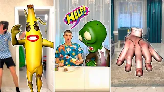 Zombies in real life  Prank over banana Fortnite Choo Choo vs Angry Pakmen