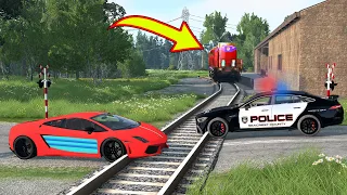 Cars vs Train Tracks - BeamNG Drive - 🔥 ULTIMATE Edition Compilation