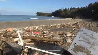 Damage and clear up after tsunami waves hit Japan's Ishikawa prefecture