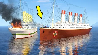 Titanic Firefighter Puts Out Fire On The Britannic In GTA 5 (Titanic Rescued Britannic From Sinking)