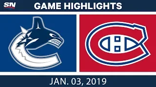 NHL Highlights | Canucks vs. Canadiens - Jan. 3, 2019