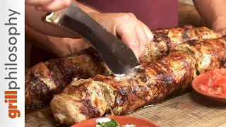 Pork spit roast with leek sausage and caul fat (ENG subs) | Grill philosophy