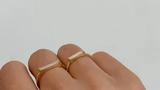 Minimalist Diamond Ring - Long Baguette Solitaire Ring - OOAK