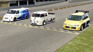 Ford Supervan 3 vs Volkswagen T1 Transporter LM917K vs Renault Espace F1 at Monza Full Course