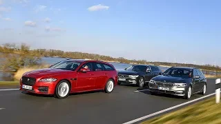 2018 BMW 5 Series Touring vs 2018 Jaguar XF Sportbrake vs 2018 Volvo V90